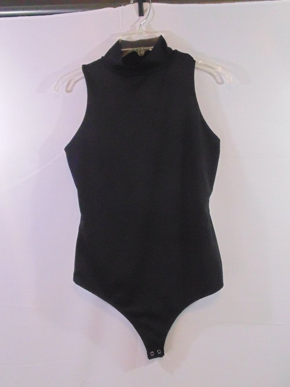 Nine West Women's Black Medium Sleeveless Mock Turtleneck Bodysuit Snap Bottom